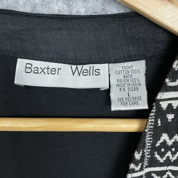 VTG 90s Baxter Wells Woven Tribal Print Vest Womens L Retro Satin Lined Tie Back - Picture 4 of 6